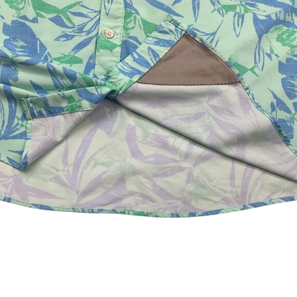Huk Button Down Shirt 3XL XXXL Turquoise Short Sleeve Logo Performance Fishing - Picture 7 of 14